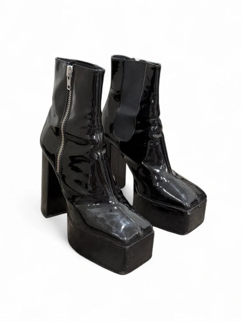 Rare Shop SYRO Rancho Black Patent Platform Ankle Boots M12/W13.5 Goth Rave